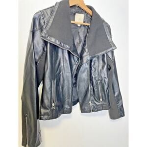 Moto Jacket Vegan Leather Knit Thread Supply Size L